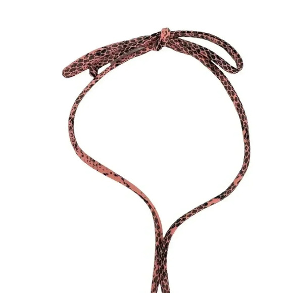 Ris-K Nylon Blend Pink Snake Print Knot Front Hiatus Swimsuit Top Size Large - Picture 6 of 8